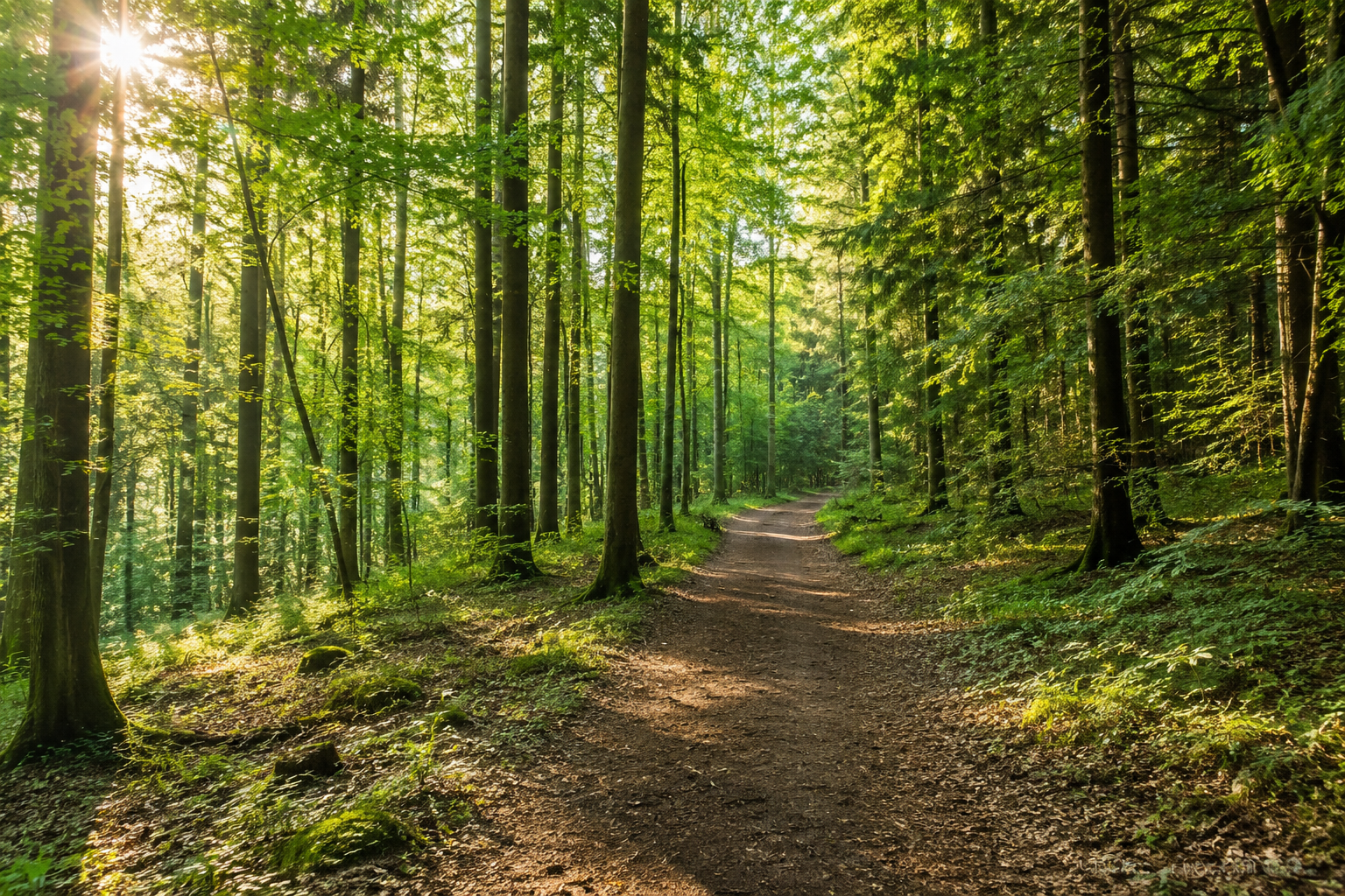 Ein Waldweg im Gegenlicht